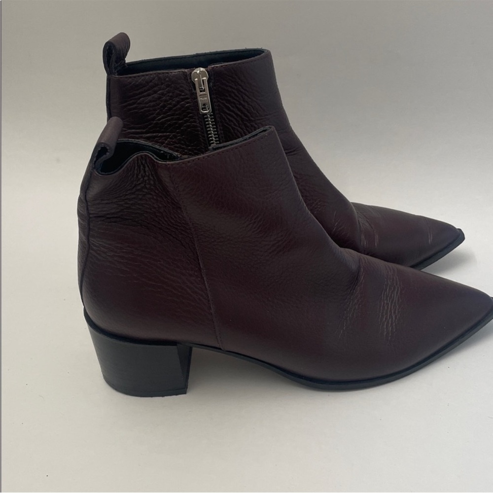 Everlane The Boss Ankle Boot Leather Pointed Toe Chunky Heel Burgundy Size 7.5 - Picture 5 of 11